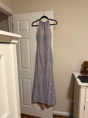 Lace Halter Evening Dress in Light Blue Prom Dress (worn once)